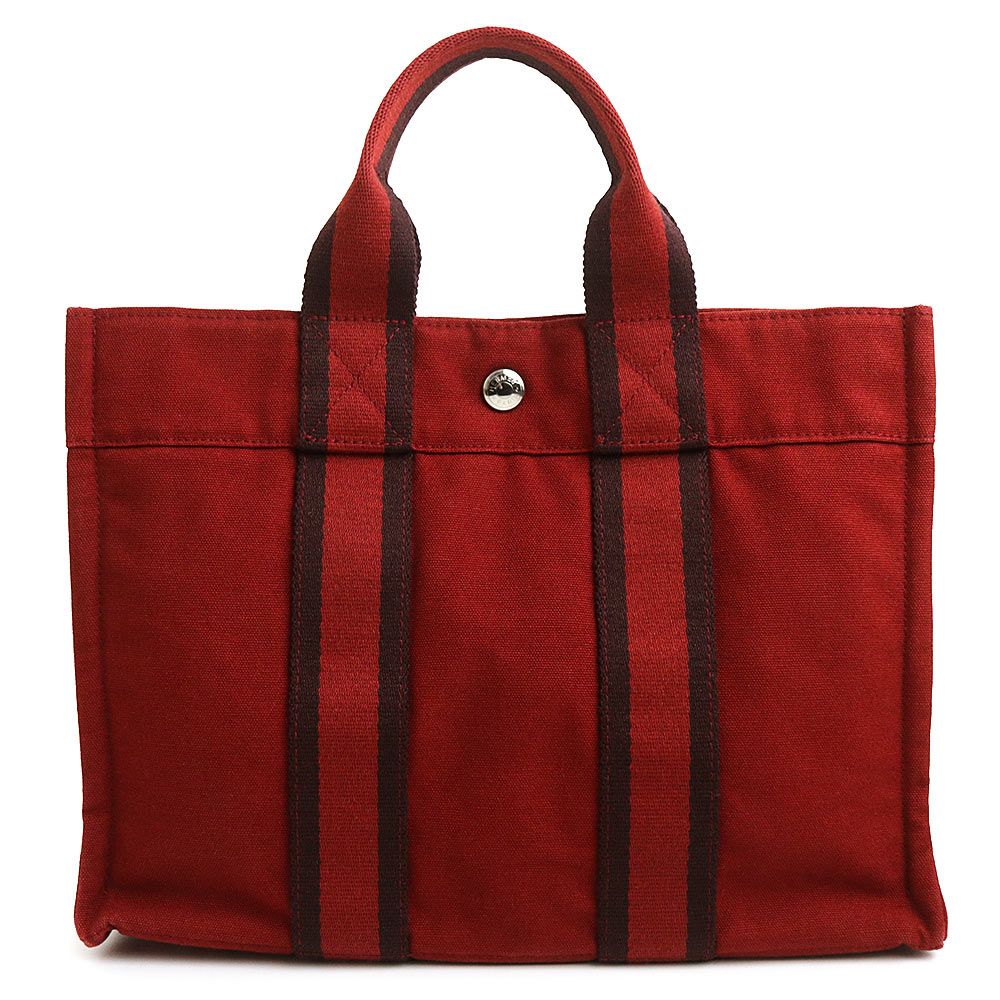 エルメス フールトゥ PM コットンキャンバス レッド ボルドー トート  