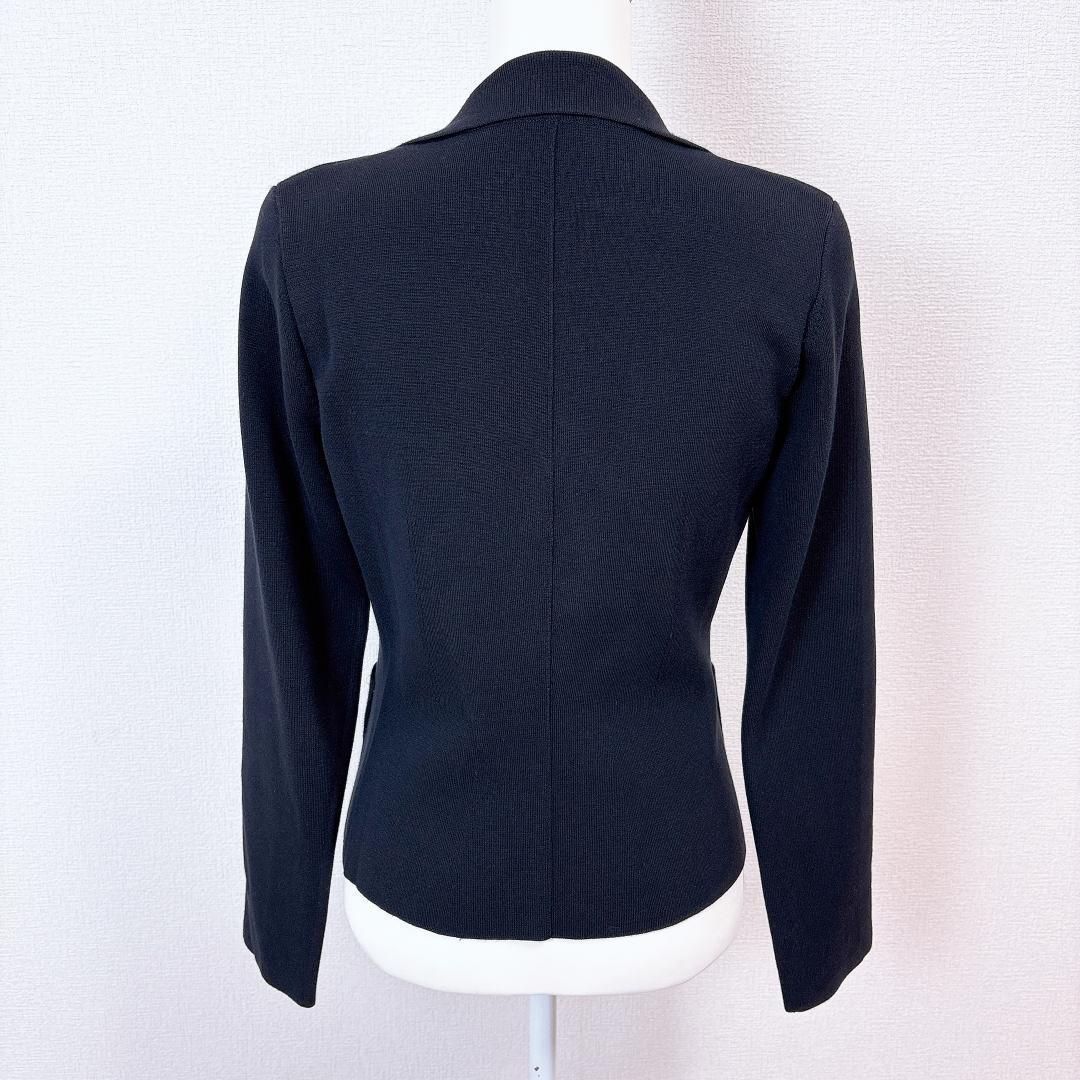 【美品】FOXEY ニット地テーラードジャケット 38 無地 ダークネイビー 美品】FOXEY ニット地テーラードジャケット 38 無地 ダークネイビー