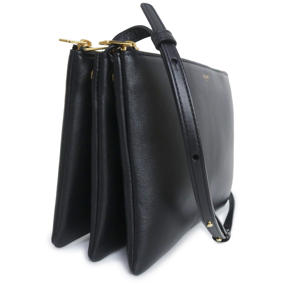 セリーヌ 192043 トリオ ラージ ラムスキン ブラック ショルダーバッグ