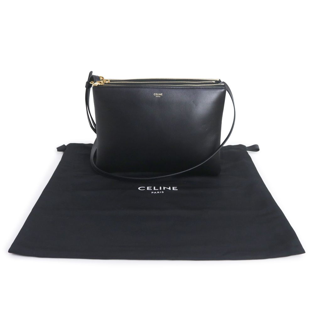 セリーヌ 192043 トリオ ラージ ラムスキン ブラック ショルダーバッグ