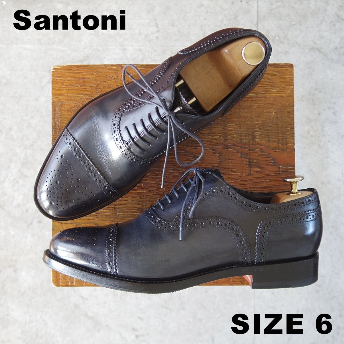 美品☆(伊)サントーニ SIZE 6【上級☆グッドイヤーウェルテッド製法