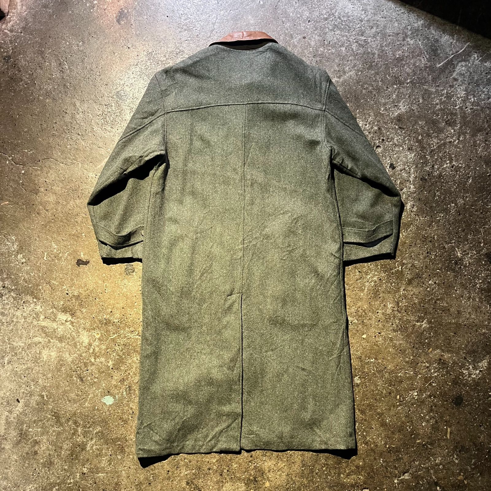 90s Eddie Bauer アメリカ製 ウールコート　レザー襟　ヘリンボーン 90s Eddie Bauer アメリカ製 ウールコート レザー襟 ヘリンボーン