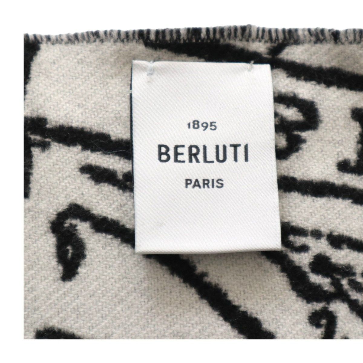 美品 BERLUTI ベルルッティ カリグラフィ フリンジ ウール マフラー