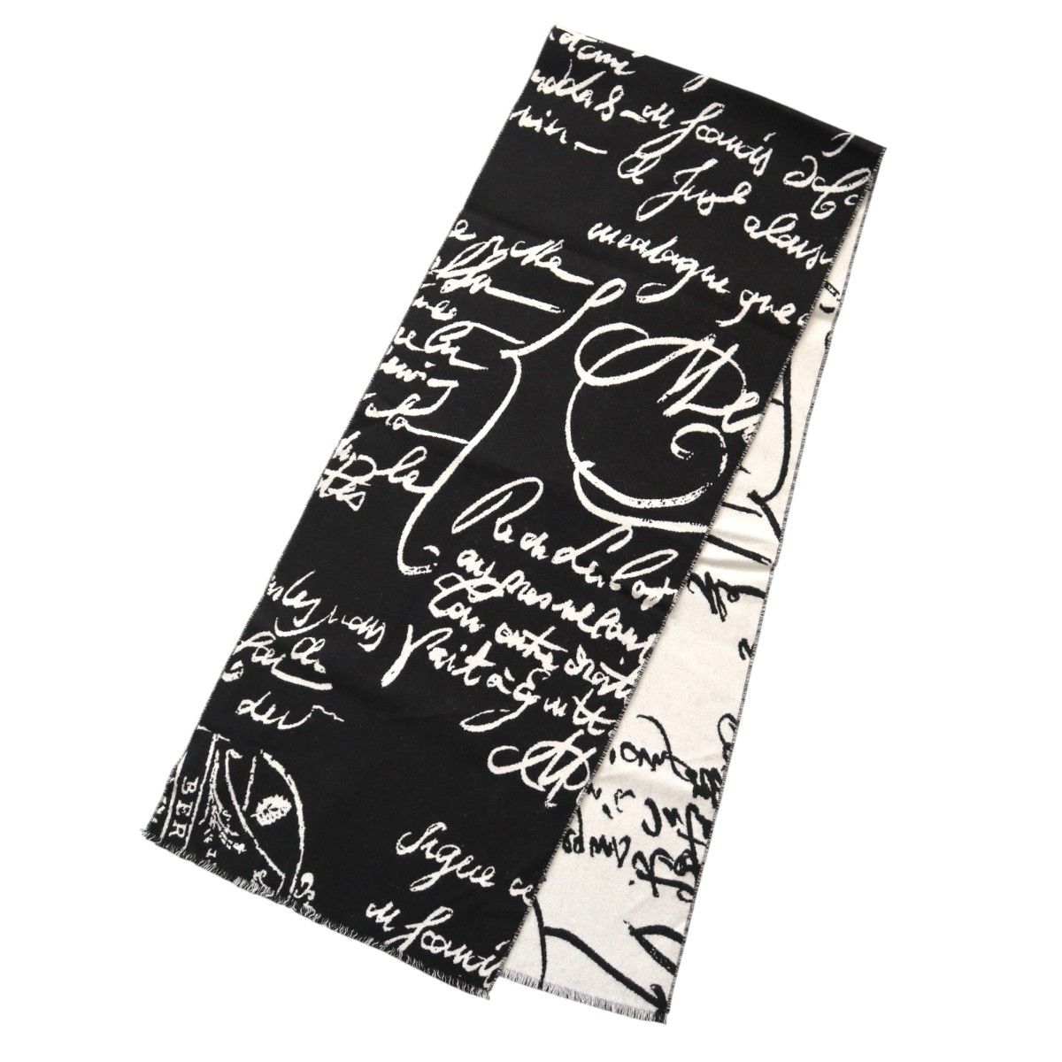 美品 BERLUTI ベルルッティ カリグラフィ フリンジ ウール マフラー