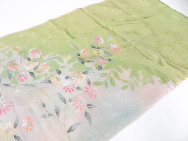 【京松】和装小物 帯締め帯揚げセット 高麗組 金糸 花 美品 帯締 帯揚 kyo8w01-76