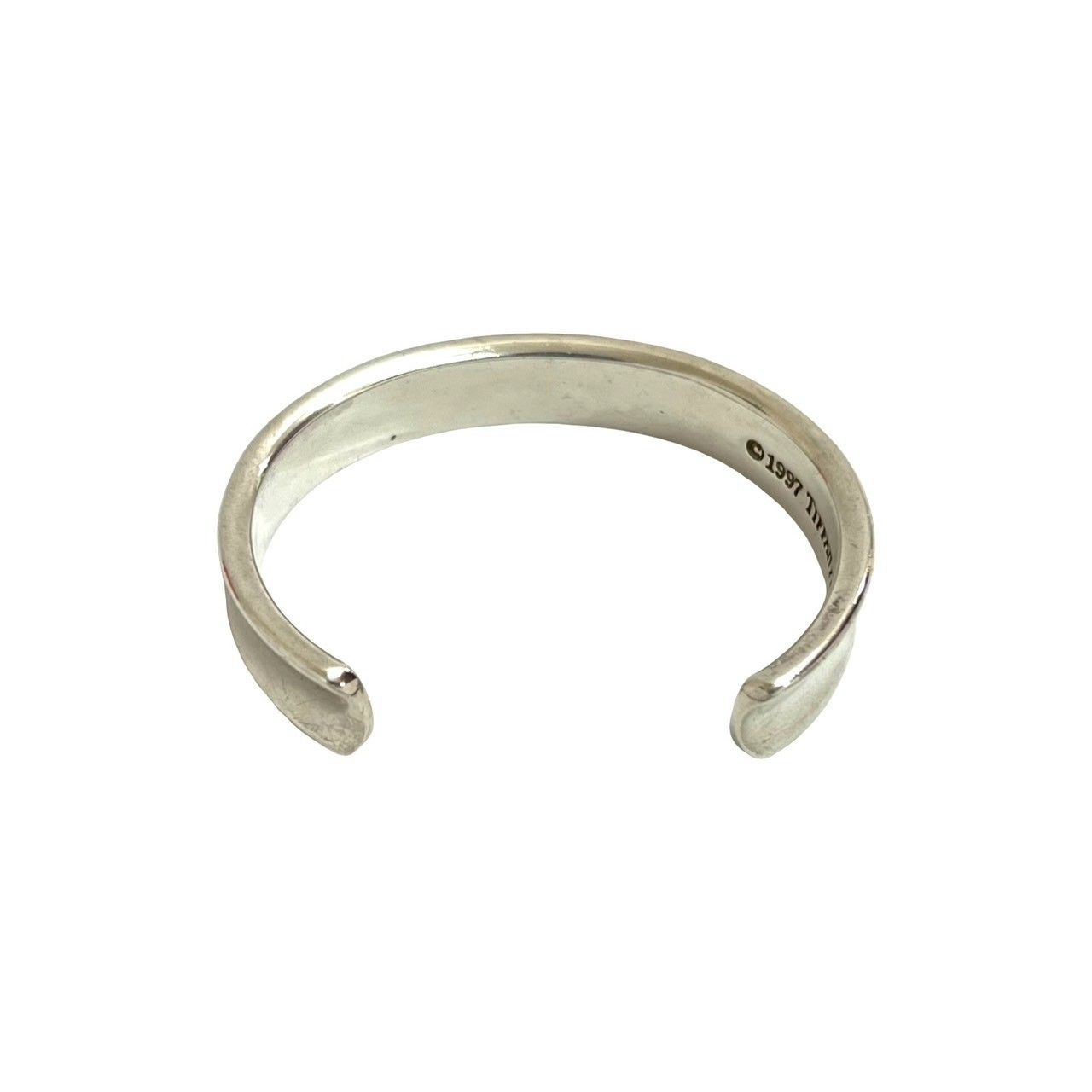 極 美品 箱付 TIFFANY&Co. ティファニー 1837 ナローバングル ロゴ