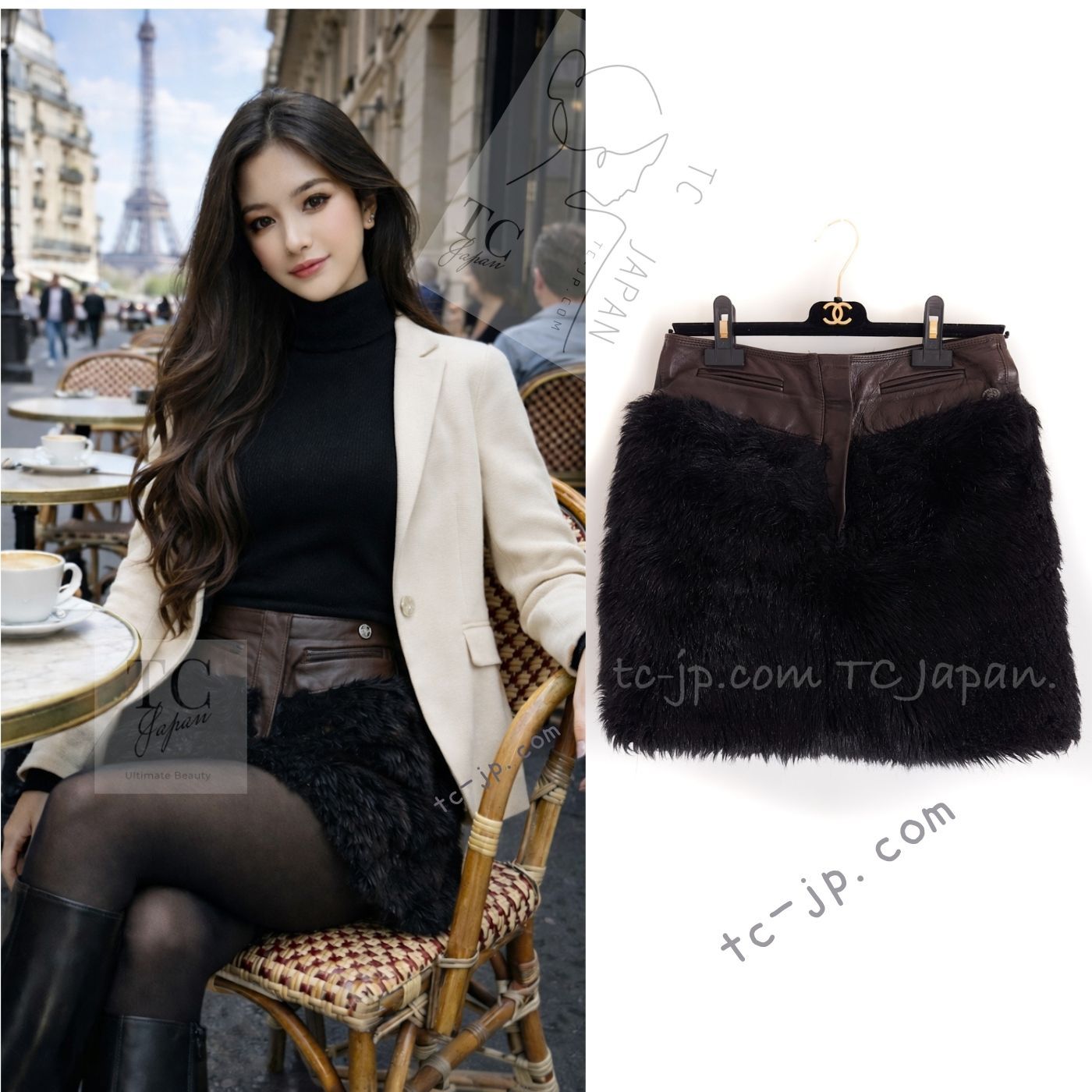 シャネル CHANEL レザースカート ブラウン シャネル スカート CHANEL バーガンディー ブラウン ブラック