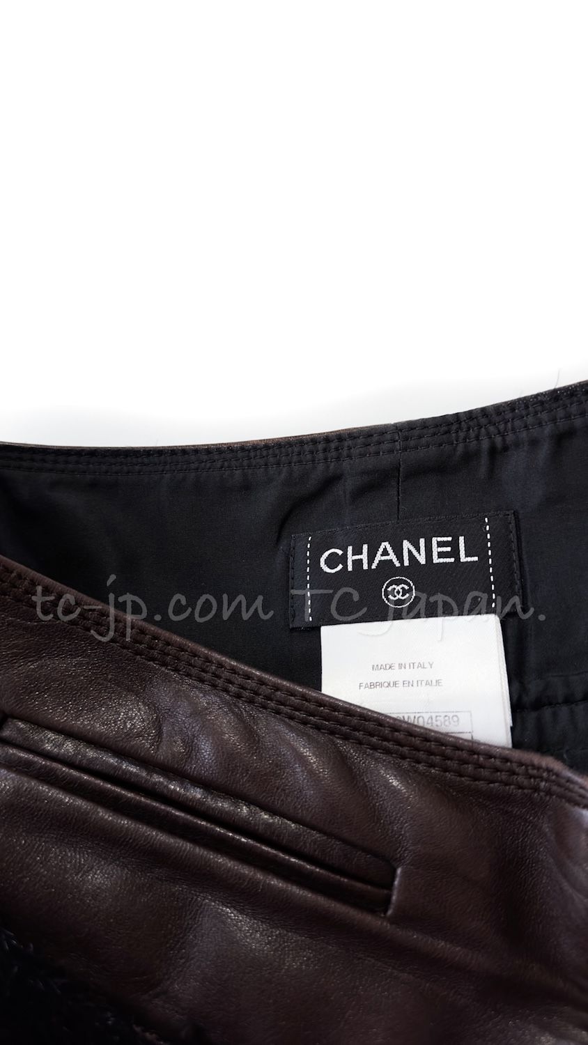 シャネル スカート CHANEL バーガンディー ブラウン ブラック