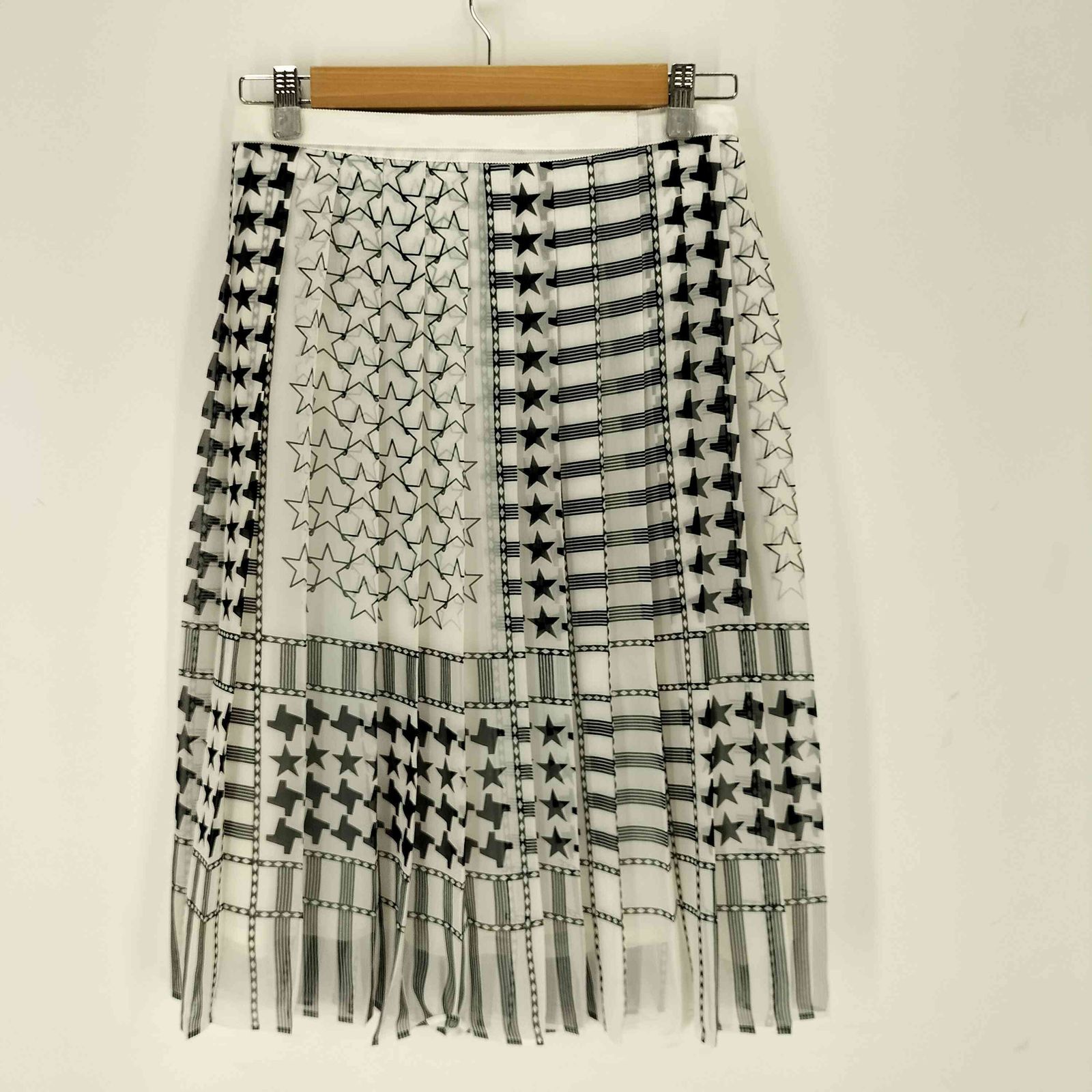 極美品 sacai サカイ レース プリーツ ラップ 巻き スカート サカイ Sacai 17SS スタープリント プリーツ ラップ スカート