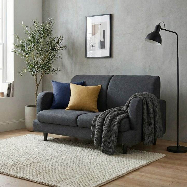 フォローで5 OFF お値段見直し 送料無料 ブラックデニムソファ 2人掛け ソファー 開梱設置付き