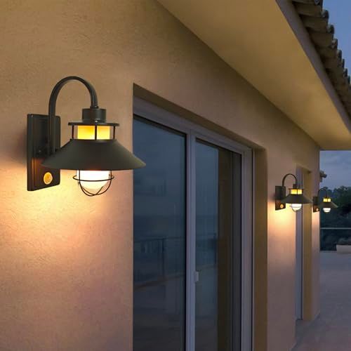  迅速に発送 KAWELL 玄関灯 人感センサー 玄関照明 シンプルなデザイン 外灯 風 フロストクリームガラスのシェード アンティーク調 門柱灯 壁直付型 防雨型 電球口金 E 26 1 電球なし 最大60 W 電球 明暗センサー 8 bc 06414 その他 キッチン 食器