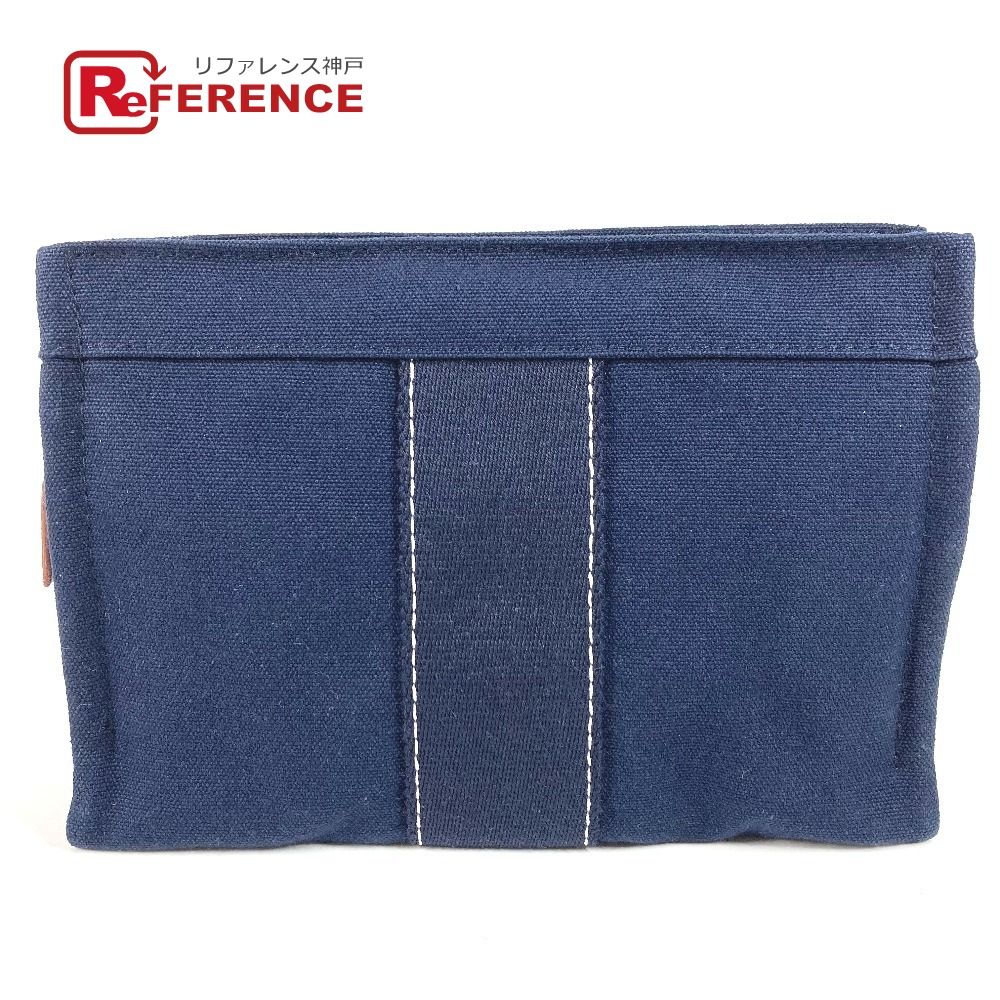 エルメス　ネイビー キャンバス ポーチ HERMES エルメス 化粧ポーチ ドーヴィル PM ドーヴィルPM キャンバス