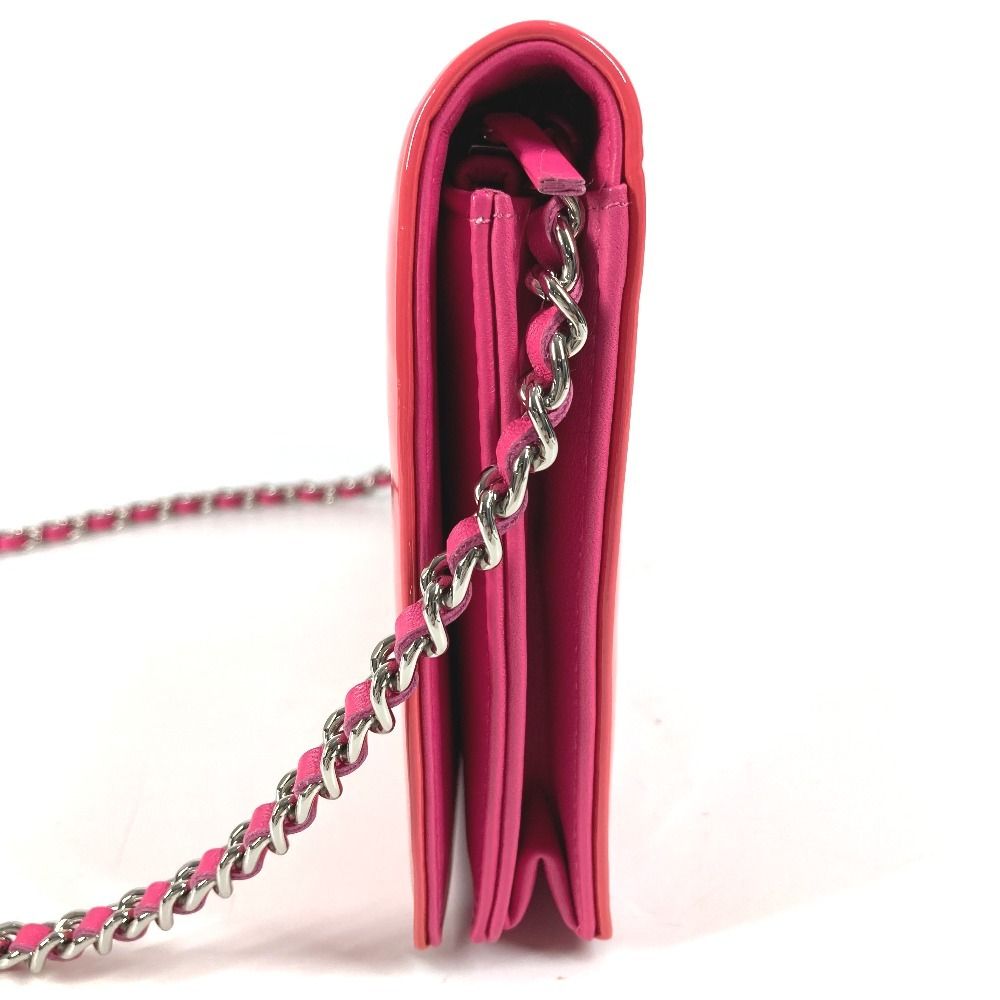 CHANEL シャネル 長財布 チェーンウォレット パテントレザー ピンク