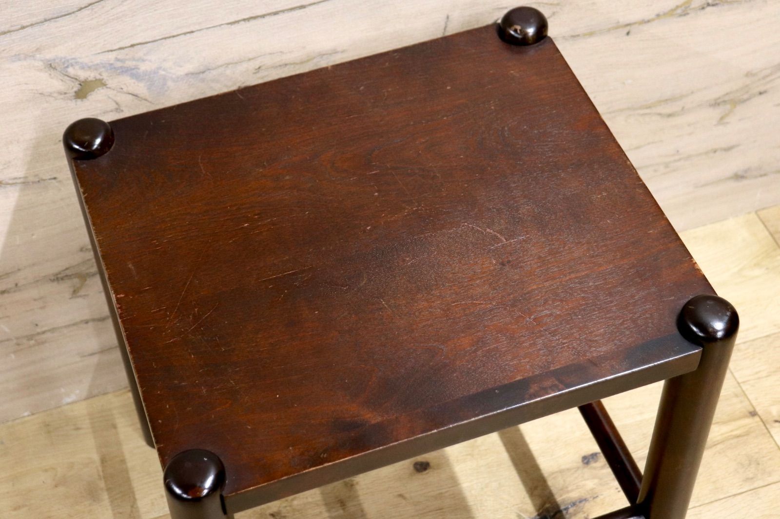 アンティーク 北海道民芸家具 スツール 花台 木製 樺材 アンティーク