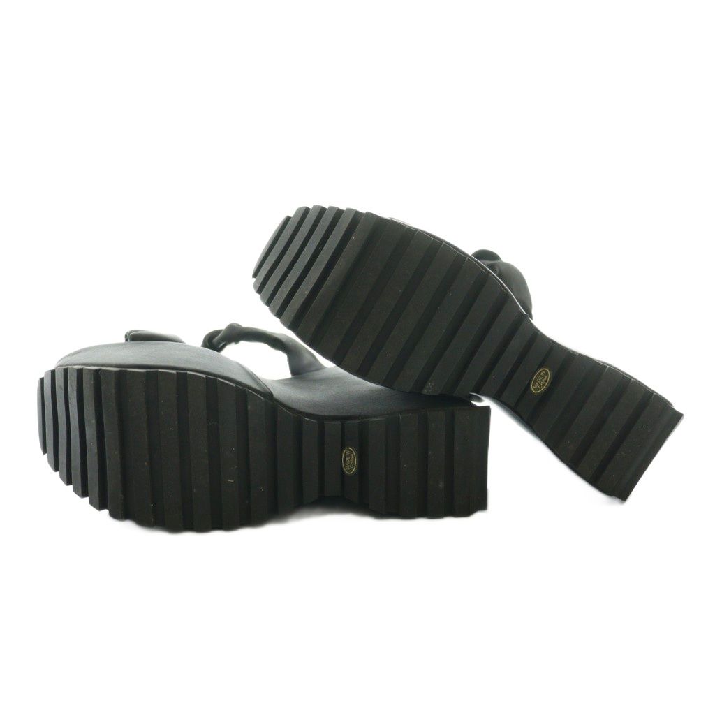 ダーリッチ Darich サテンプラットフォームサンダル S 黒 ブラック