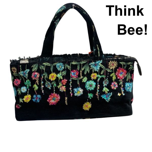 シンクビー Think Bee! トートバッグ 花柄 刺繍 ビジュー スパンコール