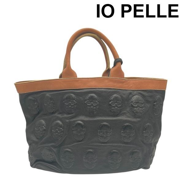 イオペレ IO PELLE トートバッグ スカル（ドクロ）型押し ポーチ付き 
