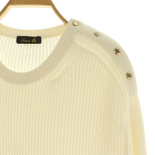 ドゥロワー Drawer 9Gコットン畔編みスナッププルオーバーニット