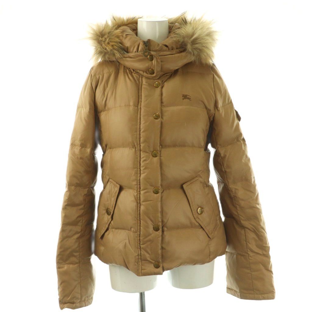 超美品　バーバリーブルーレーベル　豪華ファー付きベージュダウンジャケット　38 バーバリーブルーレーベル BURBERRY BLUE LABEL ファー付きダウン