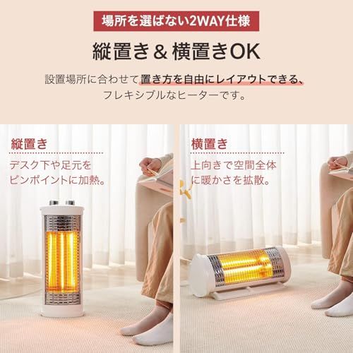  縦でも横でも速暖 SKK カーボンヒーター 2 WAY 速暖 小型 遠赤外線 電気ストーブ ヒーター 電気ヒーター 日本企業 ホワイト 2232 c 33 d その他 キッチン 食器