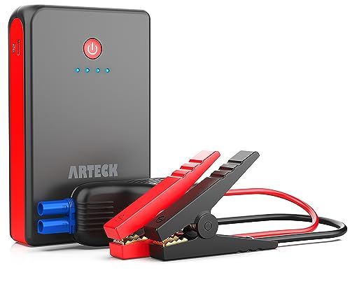 Arteck 乗用車 ジャンプスターター 12 V車用エンジンスターター 8000 mAh ポータブル充電器最大800 A LED緊急ライト搭載 スマホ急速充電器 24ヶ月 日本語取扱説明書付き グレー 2 3129 da