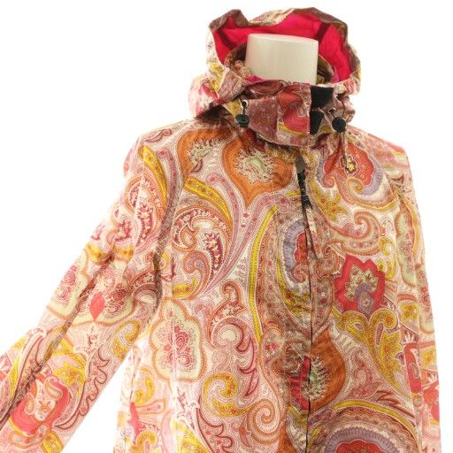 エトロ ETRO ペイズリー柄 ナイロン フードコート 42 マルチカラー /DF  
