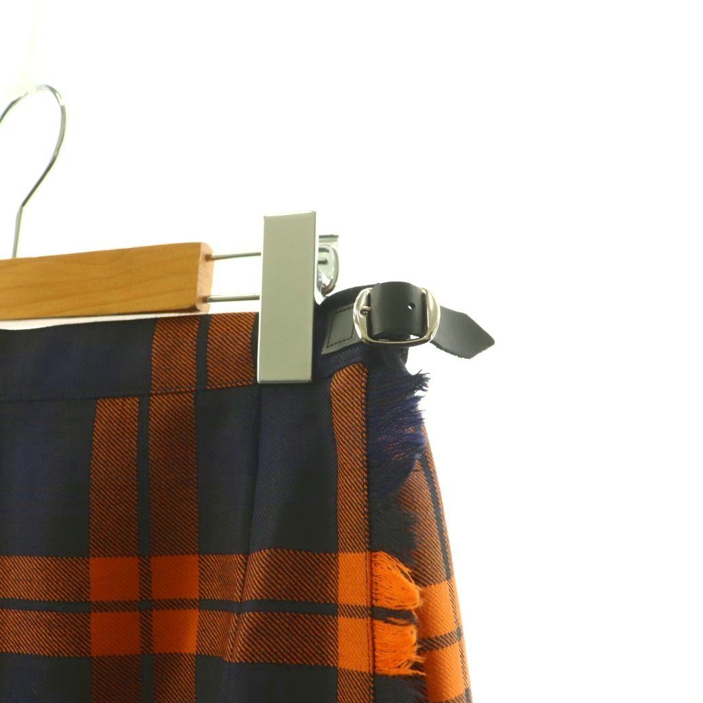 オニールオブダブリン プリーツスカート ネイビーオレンジチェック オニール オブ ダブリン O'NEIL OF DUBLIN チェック プリーツ ラップ