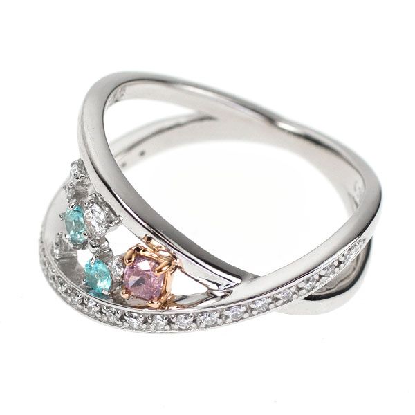 希少 Pt950/ K18PG 天然ピンクパープル ダイヤモンド パライバ