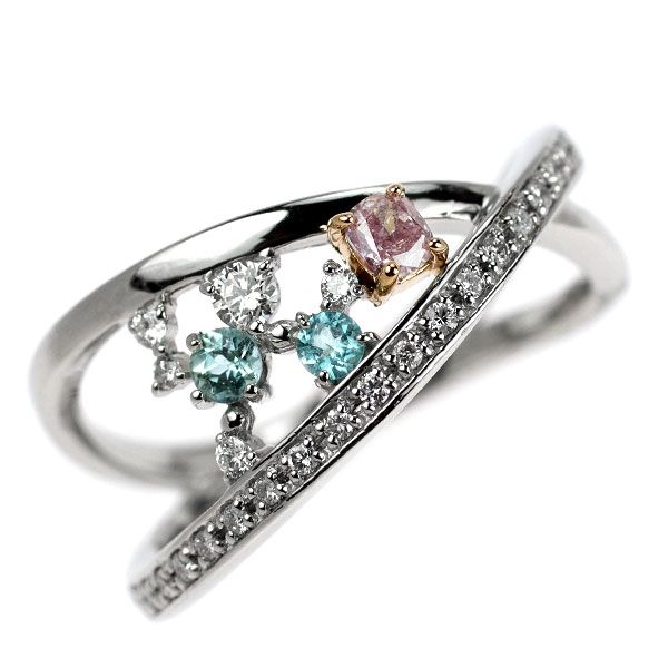 希少 Pt950/ K18PG 天然ピンクパープル ダイヤモンド パライバ