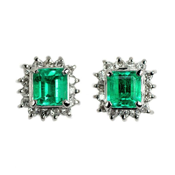 Pt900 エメラルド ダイヤモンド ピアス 0.70ct D0.20ct - メルカリ