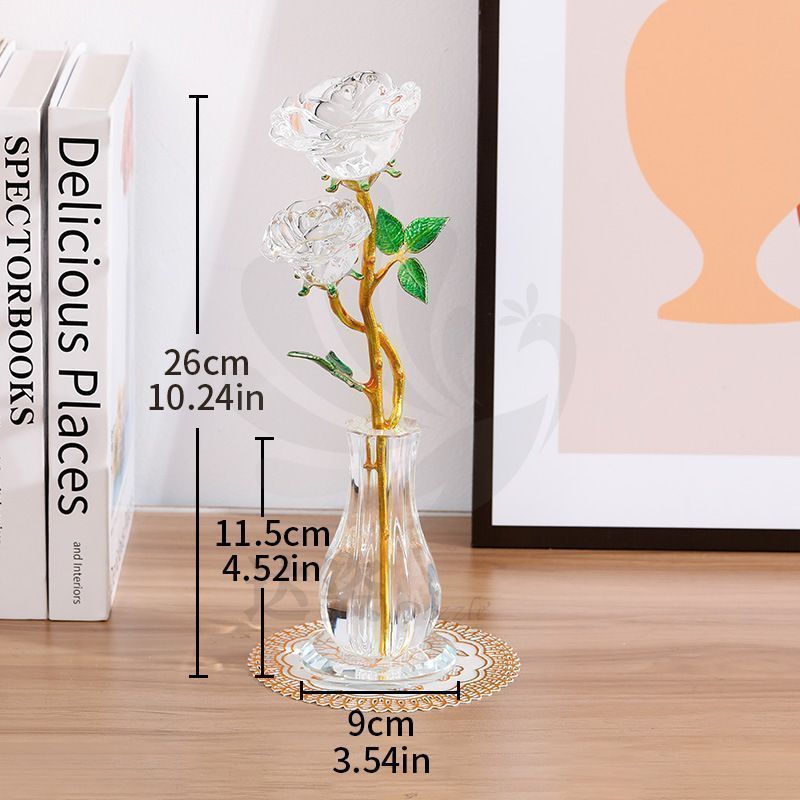 オブジェ 置物 バラ 花瓶付きクリスタルローズの装飾 - メルカリ