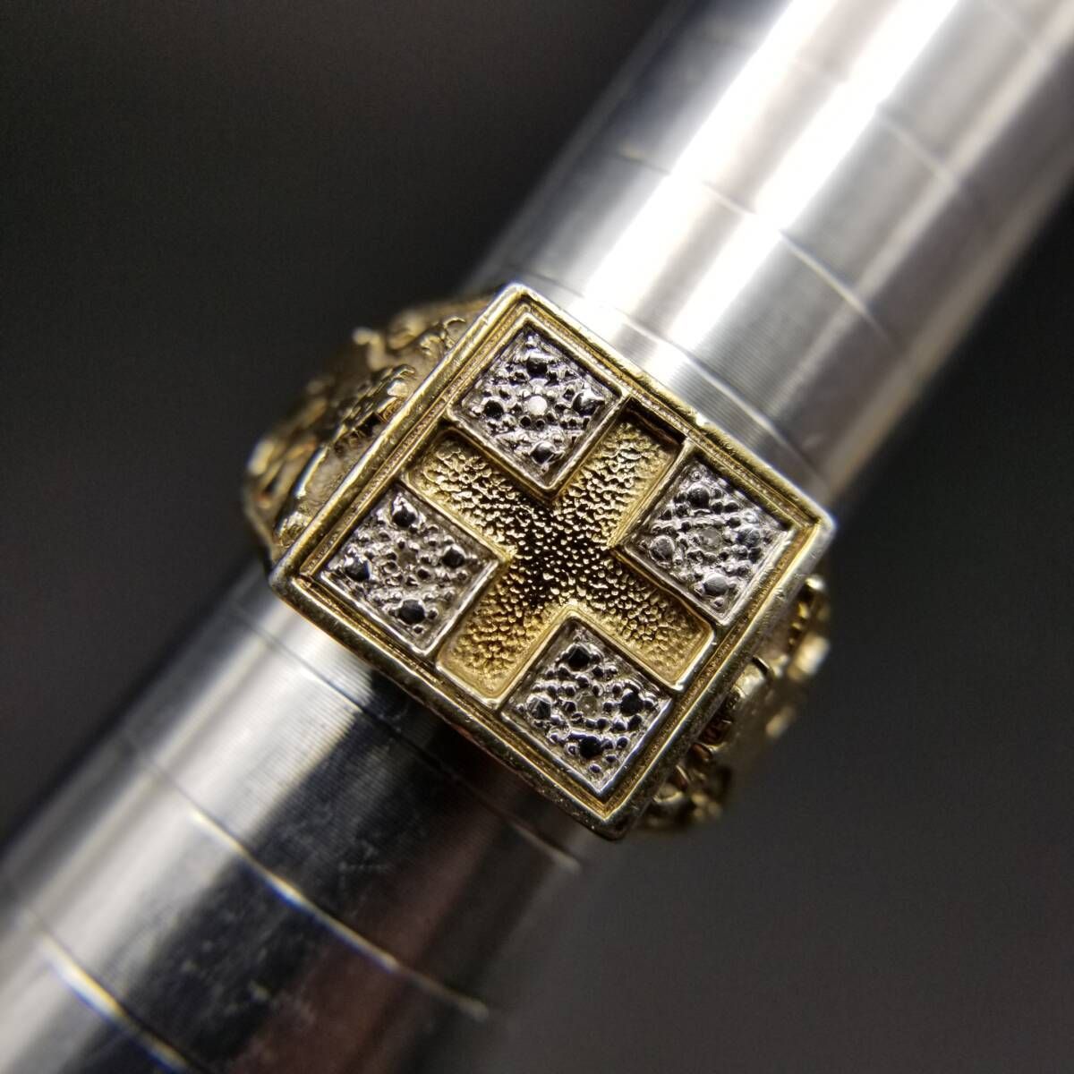 英国 シルバー925 金 ヴィンテージ ライオン シグネットリング 11.5号 英国 シルバー925 金 ヴィンテージ ライオン シグネットリング 11.5号