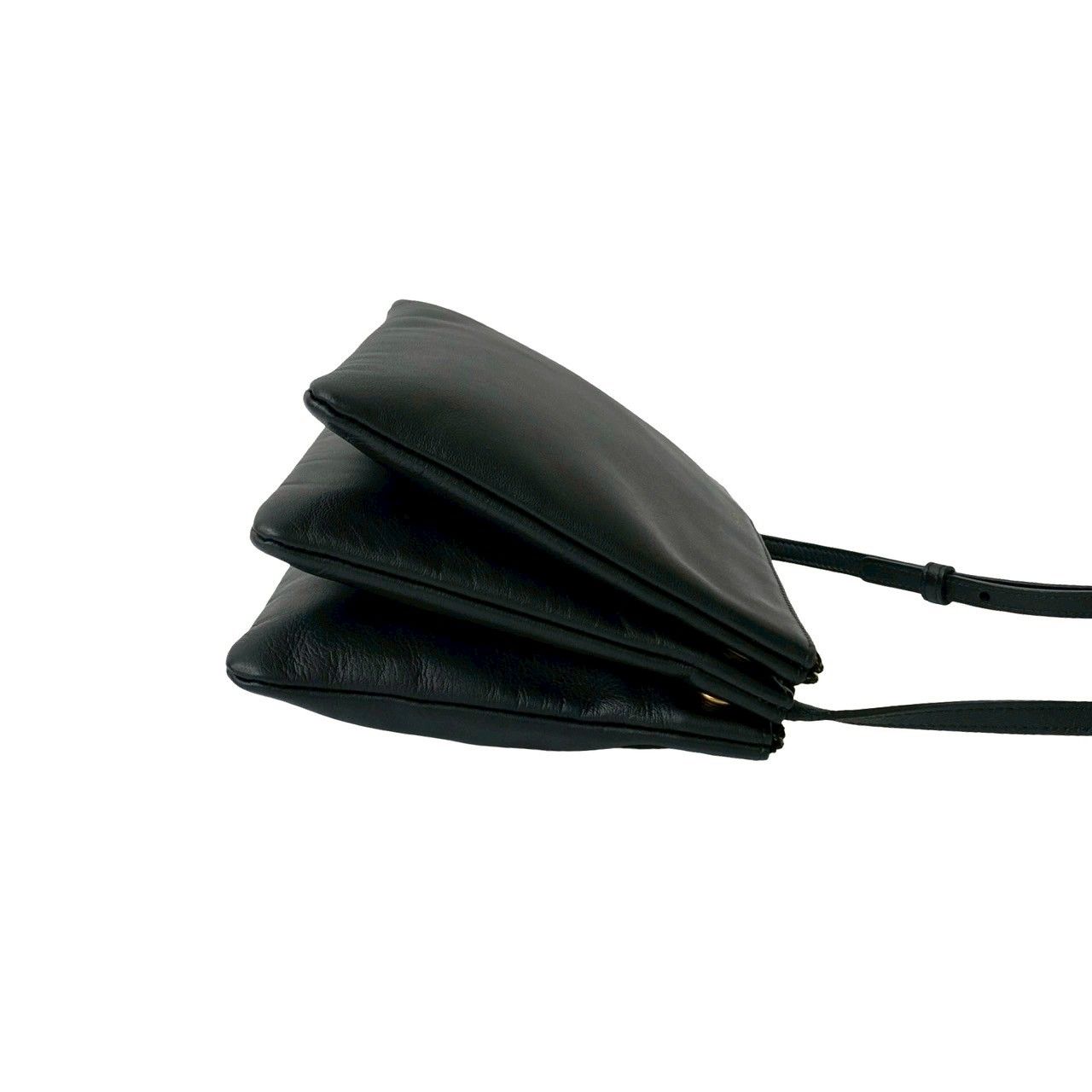 極 美品 保存袋付き CELINE セリーヌ ロゴ トリオ レザー 本革 ミニ