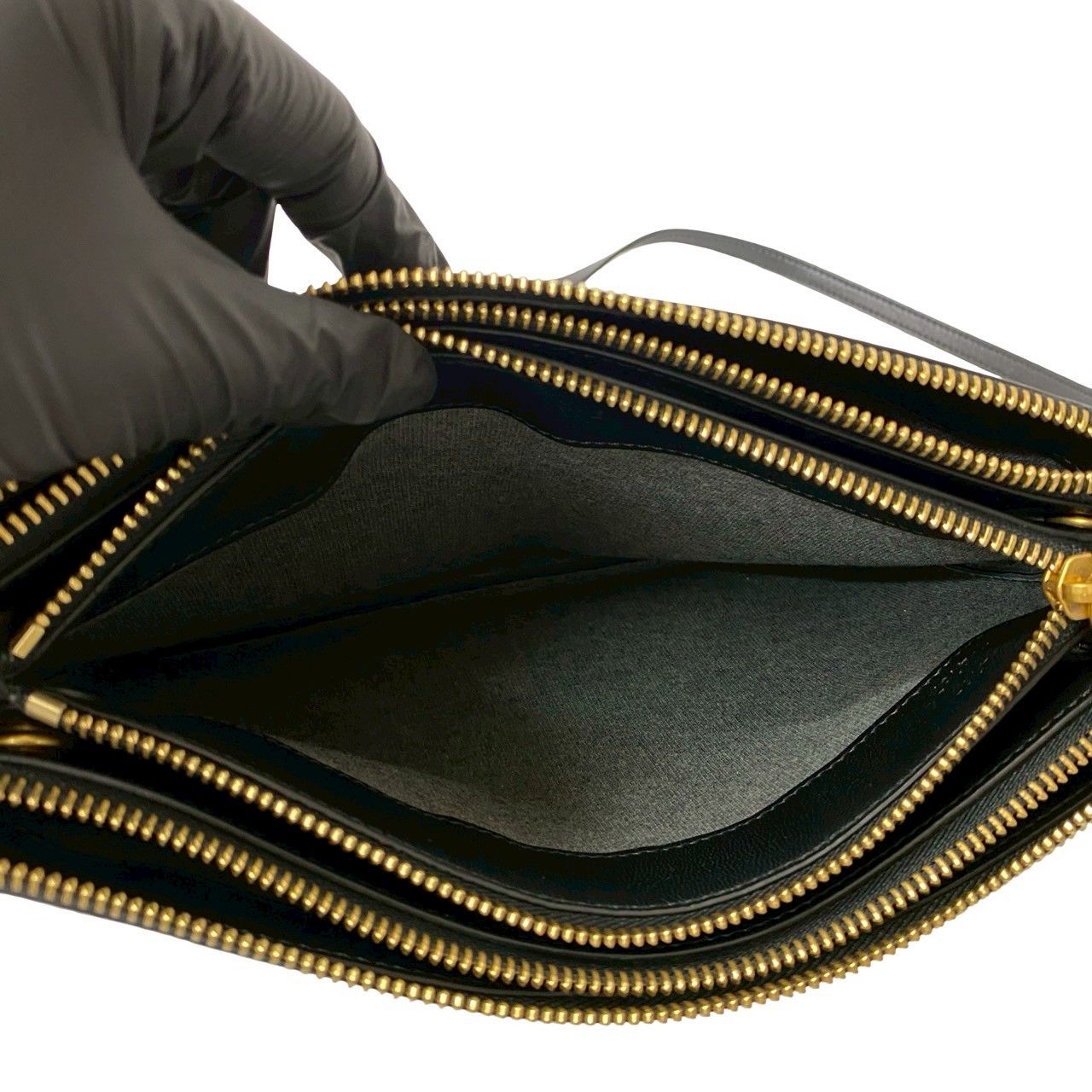 極 美品 保存袋付き CELINE セリーヌ ロゴ トリオ レザー 本革 ミニ