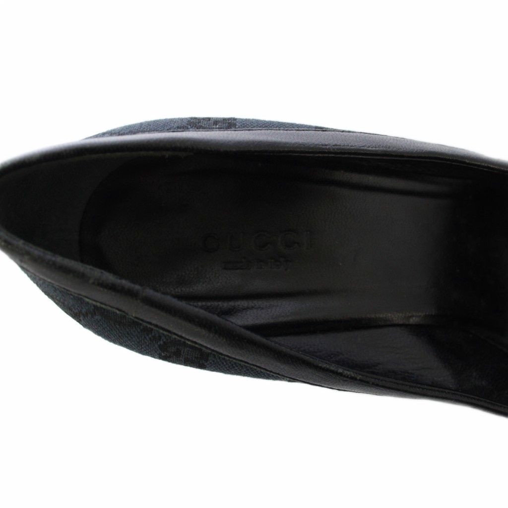 グッチ GUCCI GG柄 パンプス は9ヒール シェリーリボン 36.5C 黒