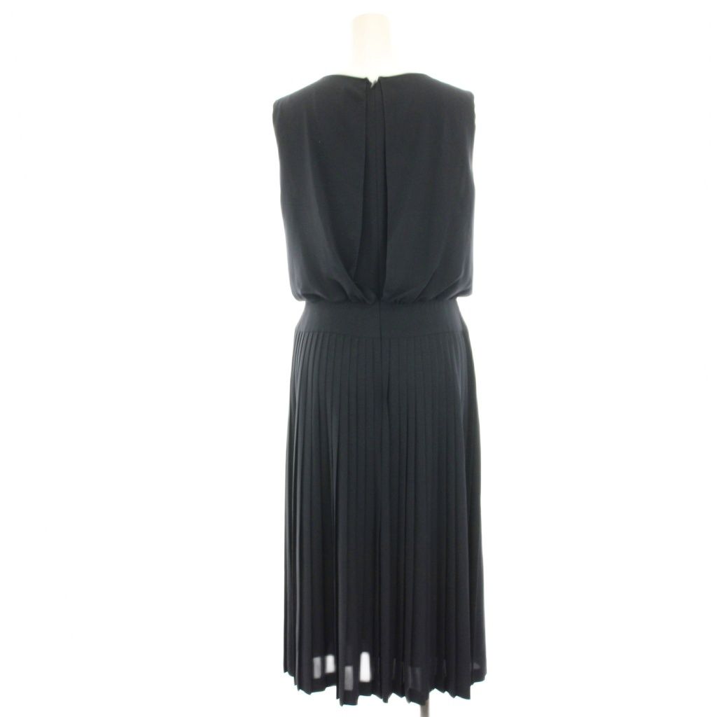 アナイ ANAYI ワンピース 38 紺 ネイビー ノースリーブ プリーツ切替