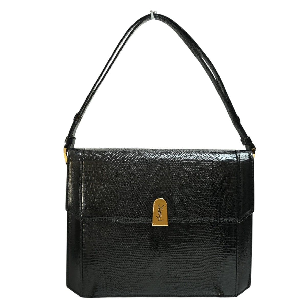 美品☆　イヴサンローラン 2way　ハンドバッグ　ショルダーバッグ　ロゴプレート YVESSAINTLAURENT イヴサンローラン YSLロゴプレート リザード 2WAY