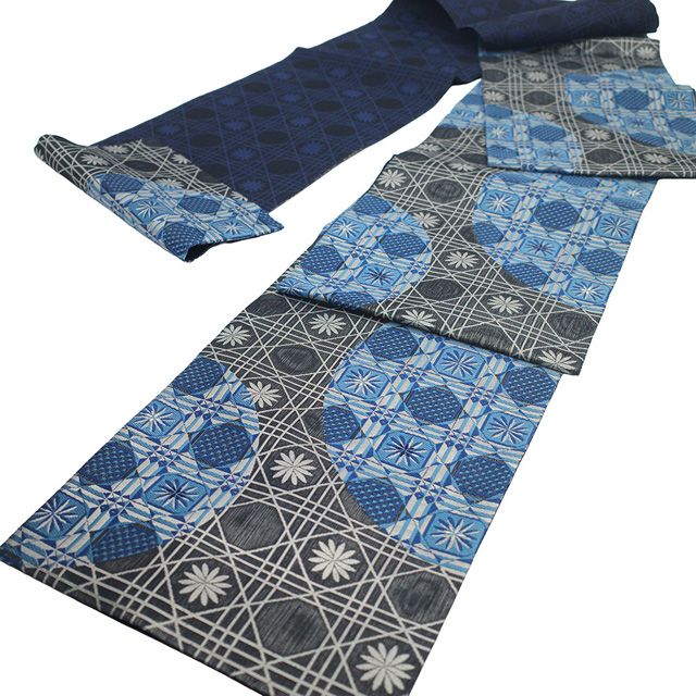 新品】 袋帯 未使用 正絹 京都 西陣 弥栄織物 軽量帯 軽量織 阿波藍染