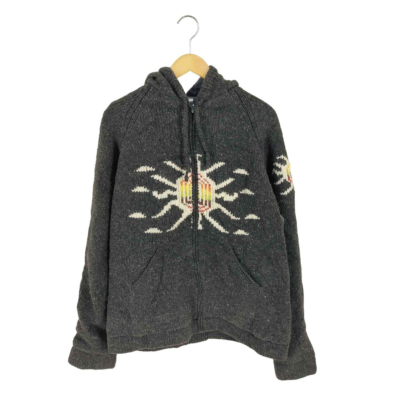 ユーズドフルギ USED古着 エクアドルニット ジップニットパーカー