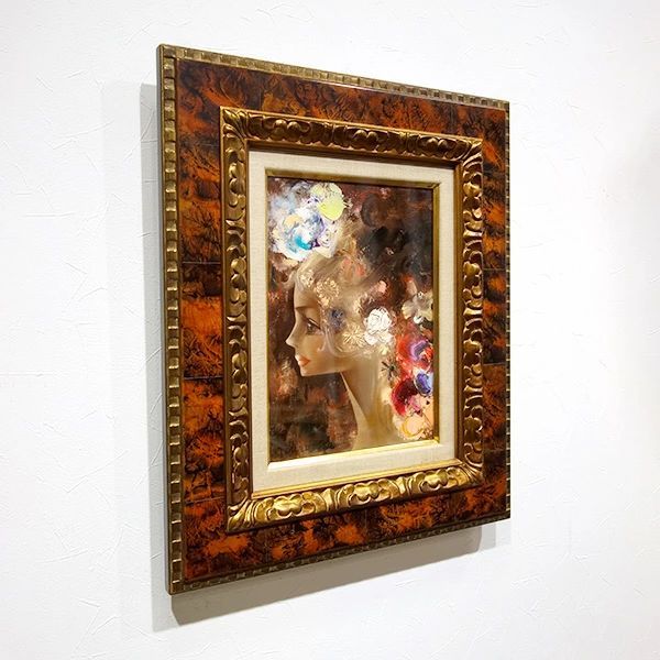 油彩画 F4号 鶴岡義雄 「マドモアゼル」 額入り 油絵 真筆 手描き 肉筆