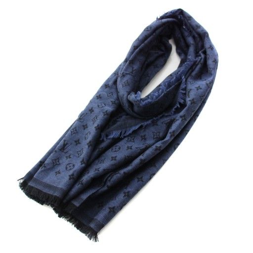 LOUIS VUITTON ネイビー ストール ルイヴィトン LOUIS VUITTON モノグラム ストール マフラー コットン