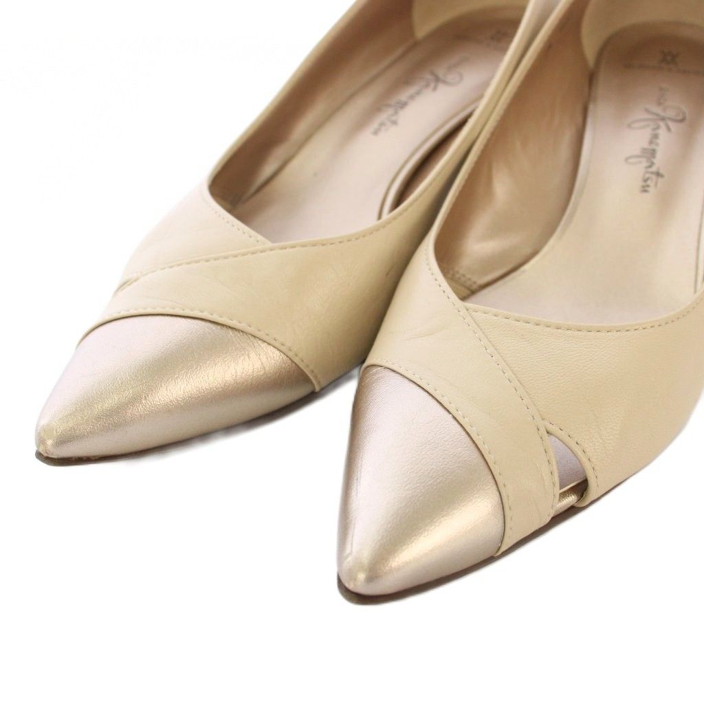 銀座かねまつ GINZA Kanematsu パンプス レザー ポインテッドトゥ 切替