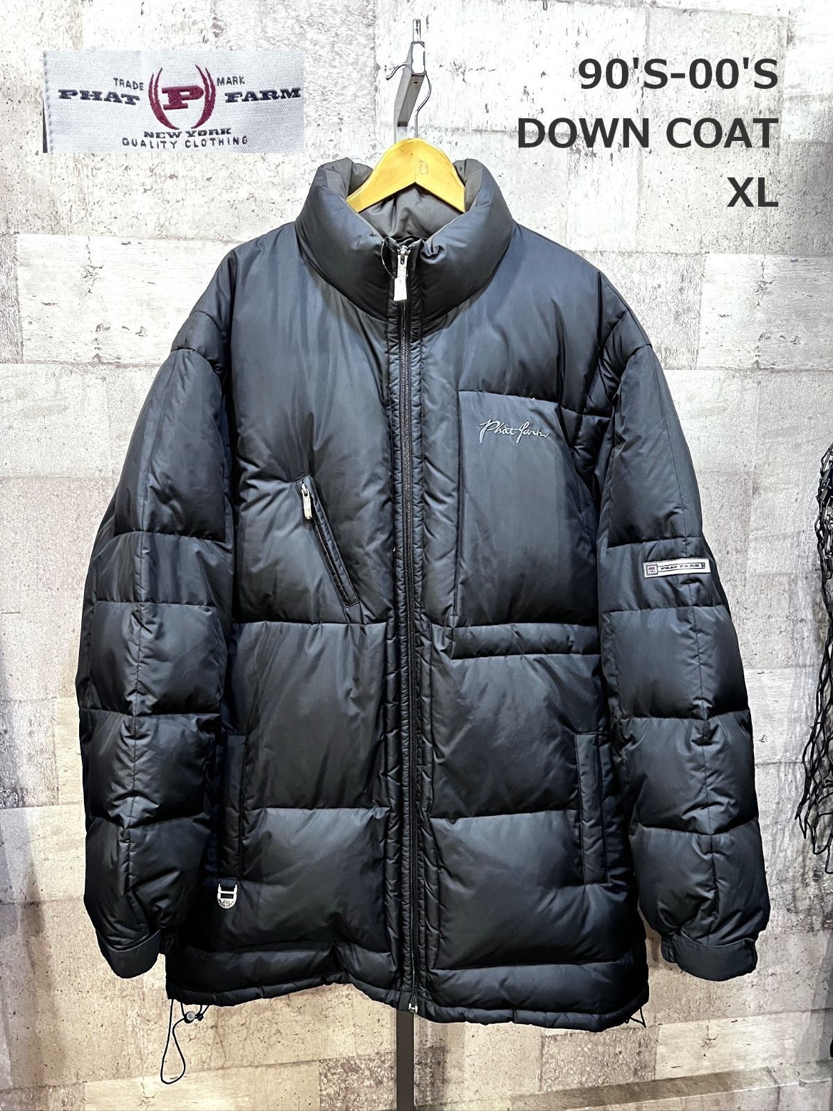 【激レア】ファットファーム PHAT FARM ダウンジャケット 3XL 90'S-00'S ファットファーム ダウンコート XL ブラック PHAT FARM