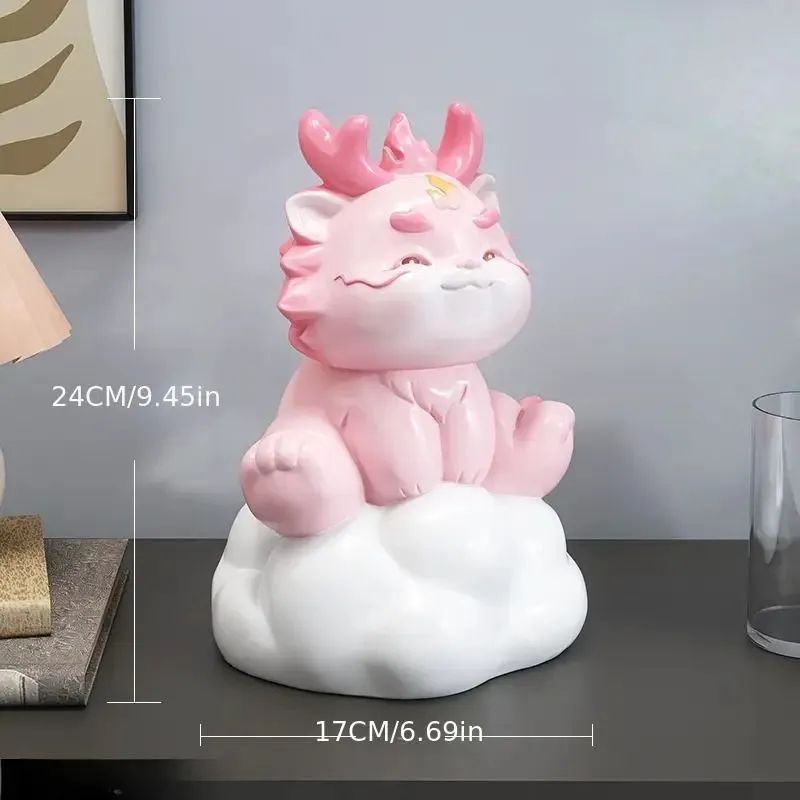 樹脂製のドラゴンのオブジェ 3色 黄色 ピンク 青 樹脂製 レジン製 雲に