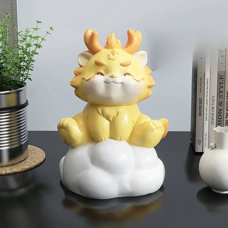 樹脂製のドラゴンのオブジェ 3色 黄色 ピンク 青 樹脂製 レジン製 雲に