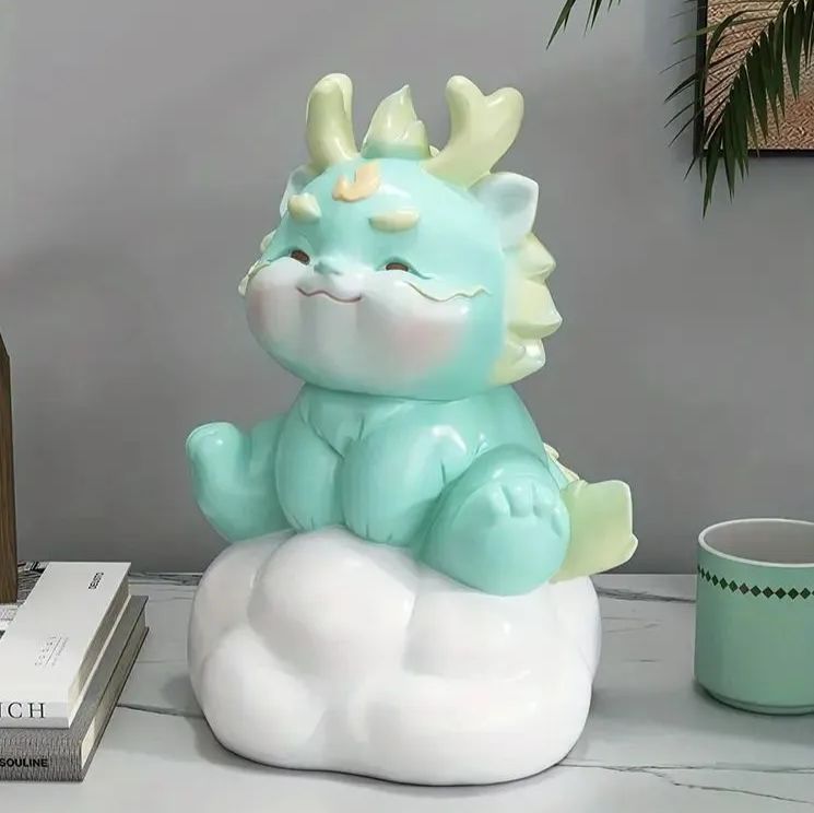 樹脂製のドラゴンのオブジェ 3色 黄色 ピンク 青 樹脂製 レジン製 雲に