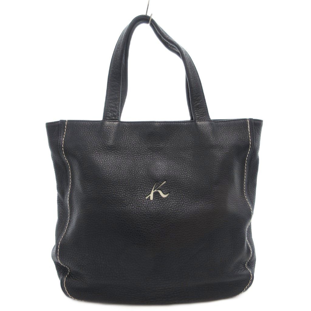 キタムラ Kitamura ハンドバッグ トート レザー ロゴ ステッチ 紺