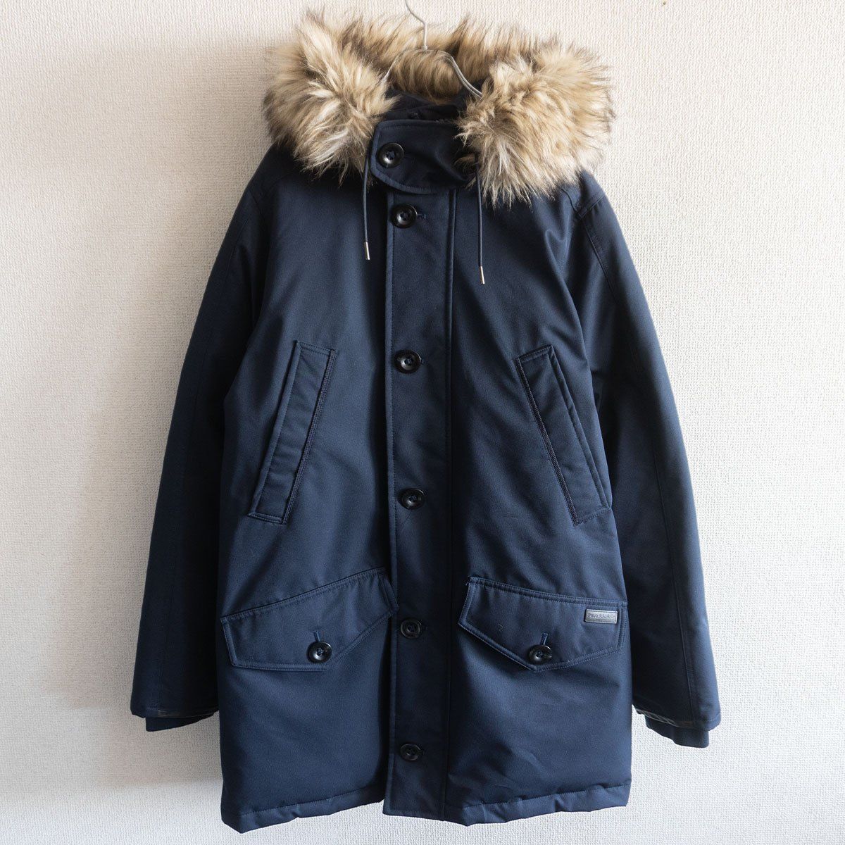 美品】POLO RALPH LAUREN【ファー付き ダウン ジャケット】S ネイビー 