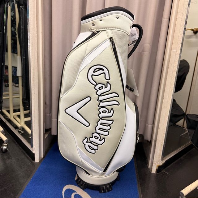 Cb 未使用品 キャロウェイ キャディバッグライトブラウン ホワイト カート型 47インチ対応 ゴルフ JM Callaway 葛西店