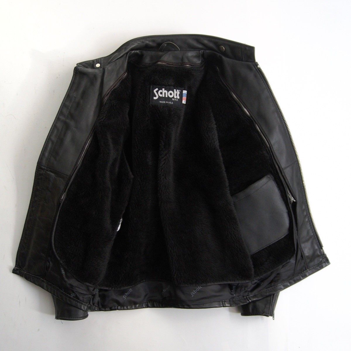 38inch schott641 シングルライダースジャケット ライナー付き 美品】SCHOTT【641/シングルライダースジャケット】38 ボアライナー